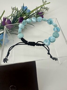 Marahlago Larimar Aegis bead bracelet lightweight and adjustable ~ New !